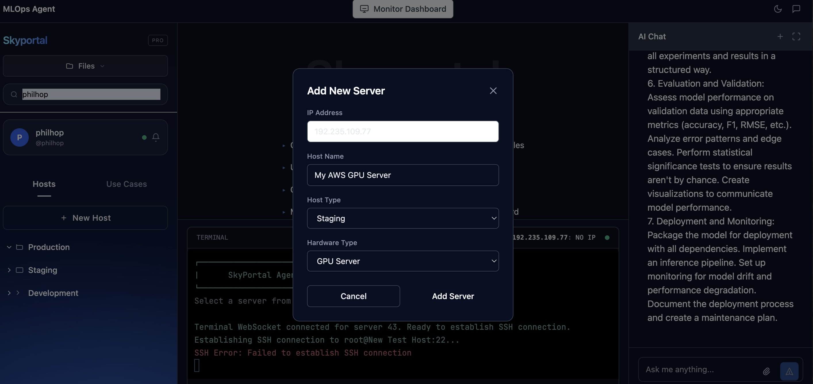 Skyportal build workflow UI preview