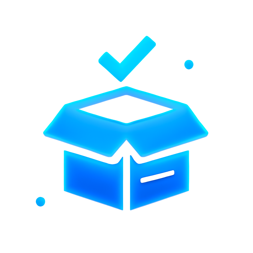 Illustration of a checkmark going into a box, representing a completed use case